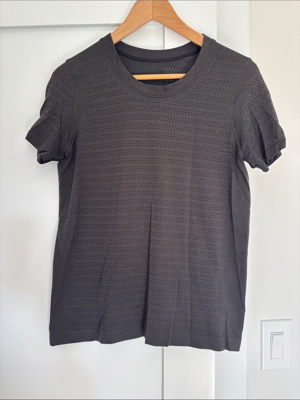 lululemon athletica Black Perforated Short Sleeve Tee